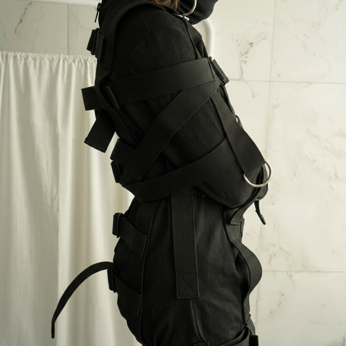Black MAX Security Heavy Duty Straitjacket Bodysuit Romper Costume with Locking Straps