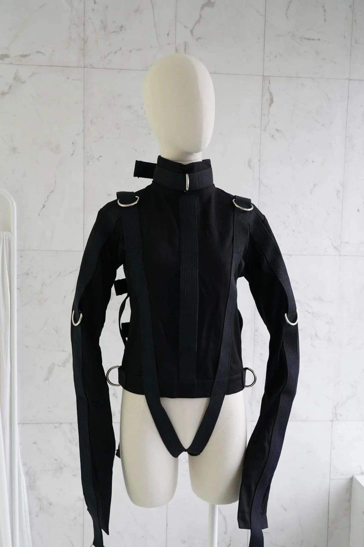 Black Canvas Straitjacket Costume with Side Crotch Straps – Fully Functional Theatrical Use Restraint