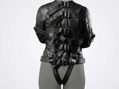 Men's Black Leather Straight