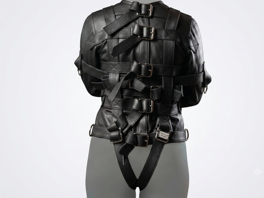 Men's Black Leather Straight