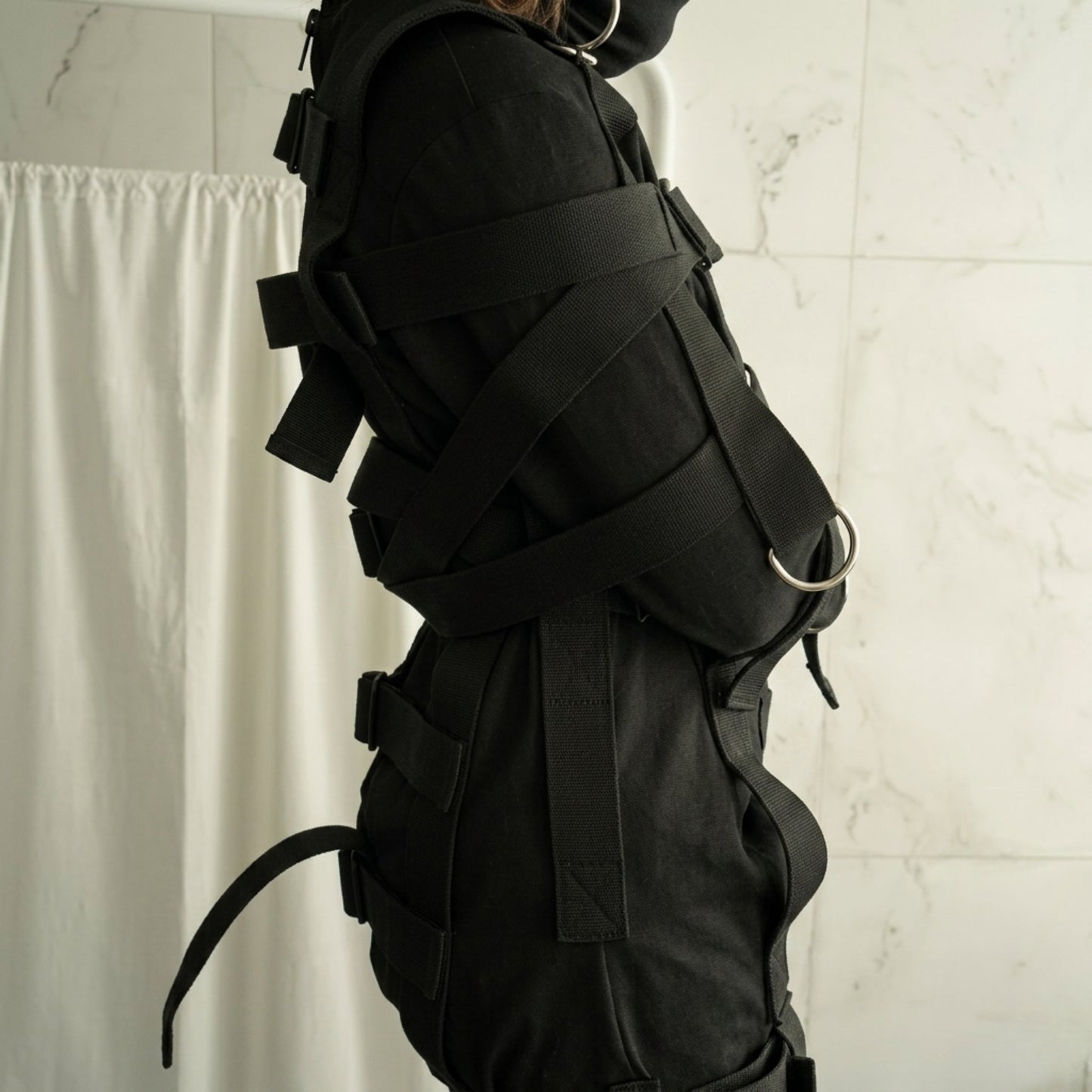 Black MAX Security Heavy Duty Straitjacket Bodysuit Romper Costume with Locking Straps