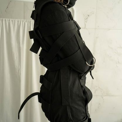 Black MAX Security Heavy Duty Straitjacket Bodysuit Romper Costume with Locking Straps