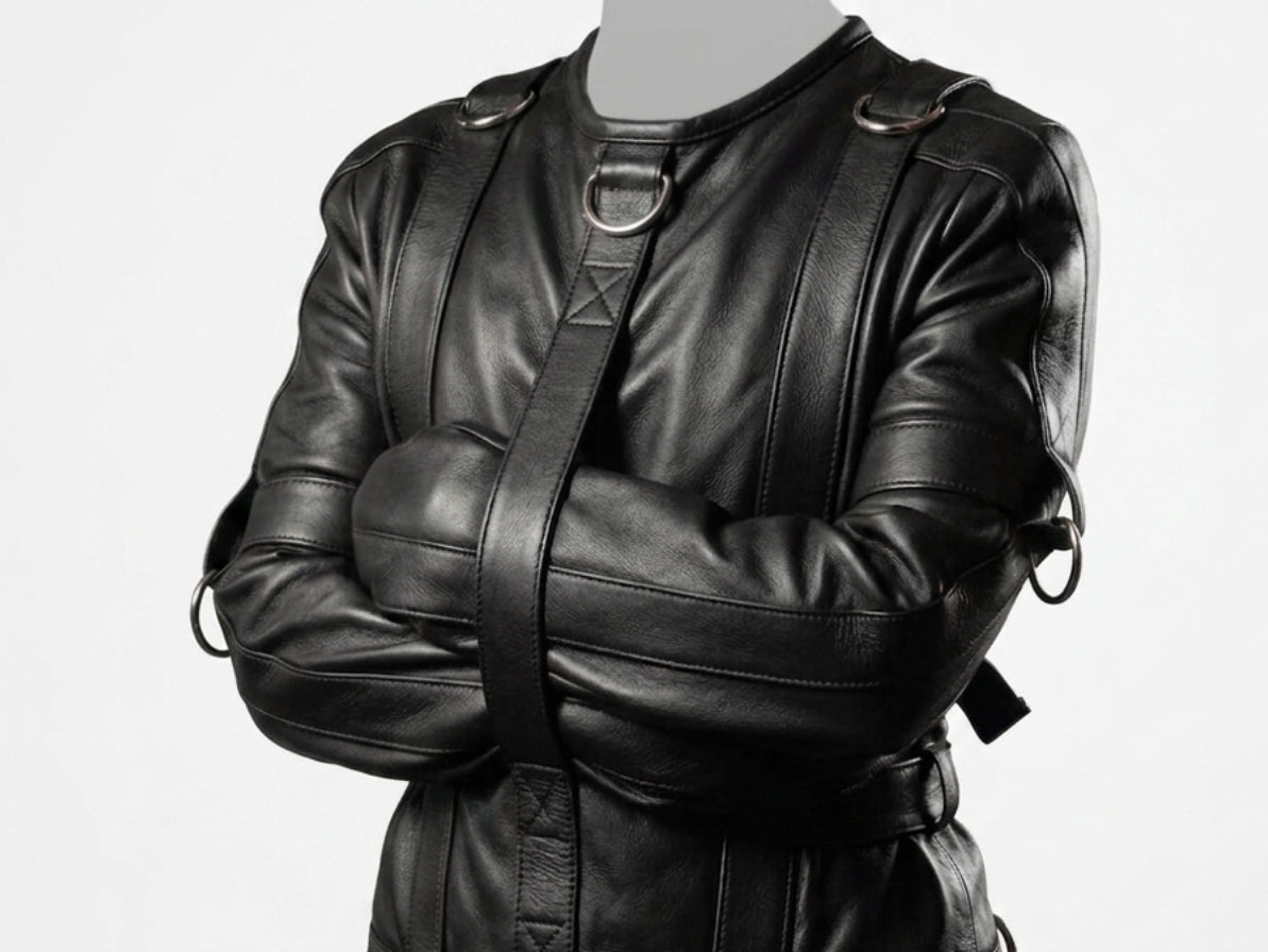 Men's Black Leather Straight