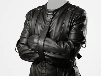 Men's Black Leather Straight