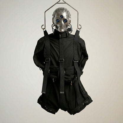 Black MAX Security Heavy Duty Straitjacket Bodysuit Romper Costume with Locking Straps