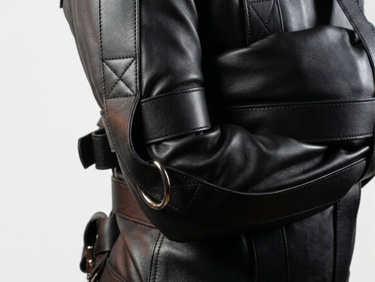 Men's Black Leather Straight