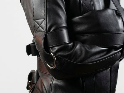 Men's Black Leather Straight
