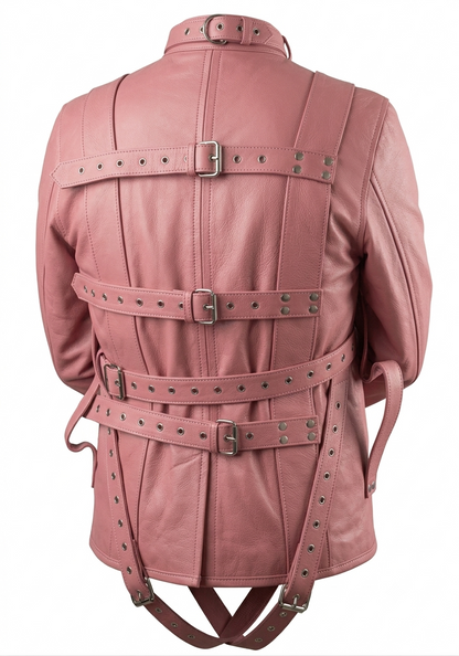 Baby Pink Leather Straight Jacket