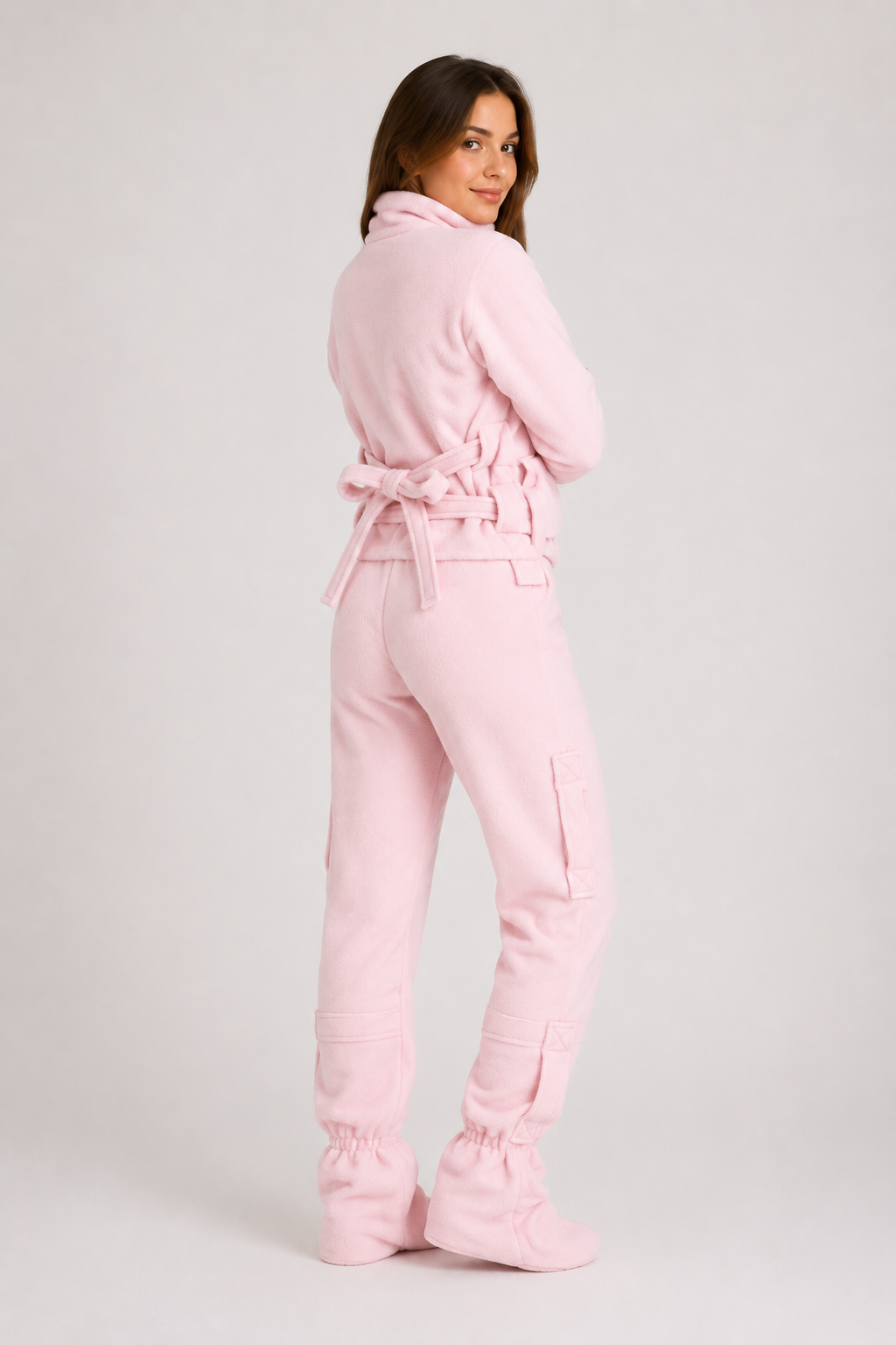 Pink Soft Polar Fleece Straitjacket One-Piece Pajama Costume