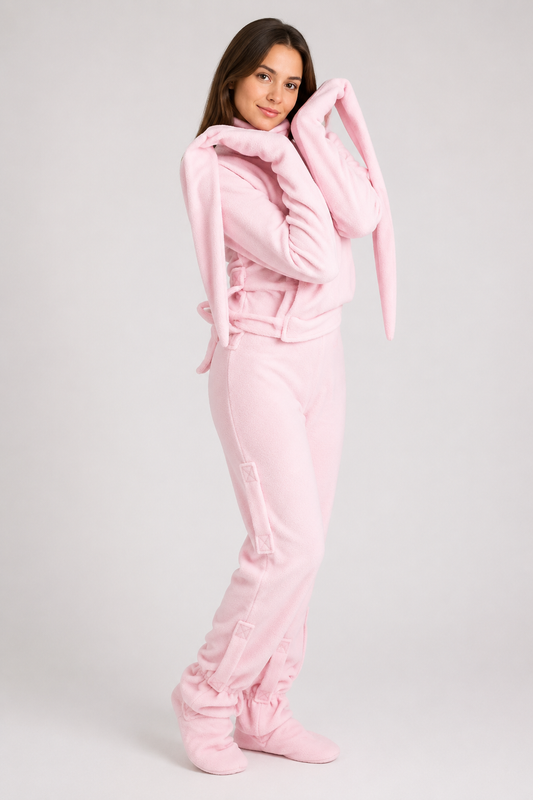 Pink Soft Polar Fleece Straitjacket One-Piece Pajama Costume