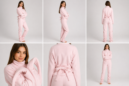 Pink Soft Polar Fleece Straitjacket One-Piece Pajama Costume