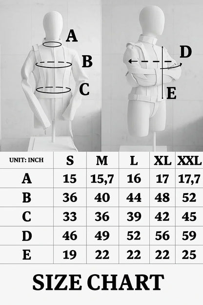 "Detailed strait jacket measurement guide in centimeters for perfect fit"