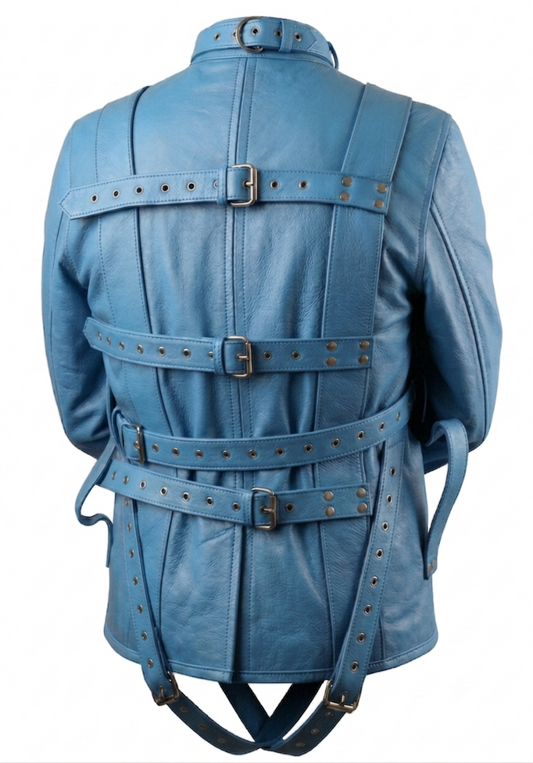 Sky Blue Leather Straitjacket