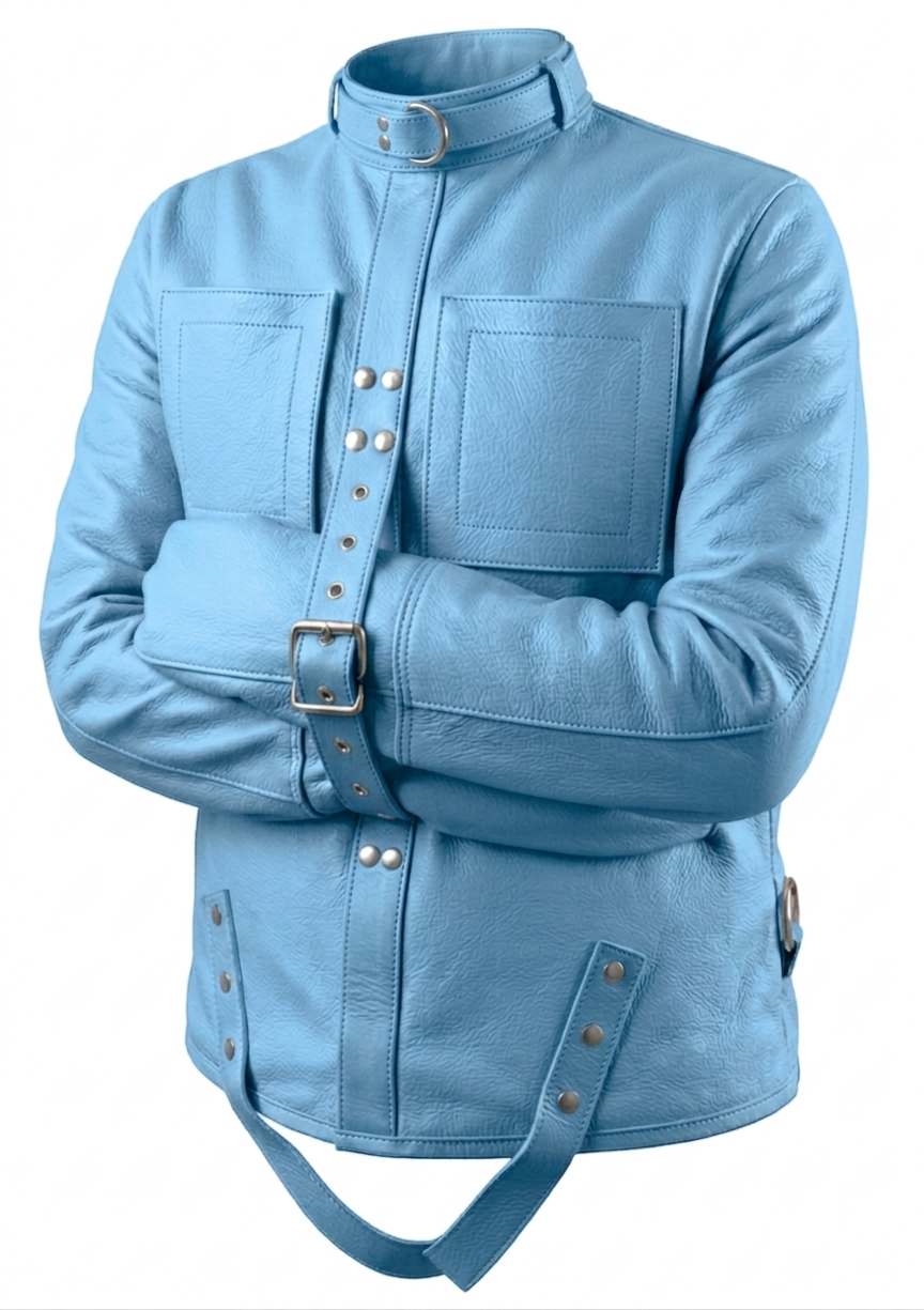 Sky Blue Leather Straitjacket
