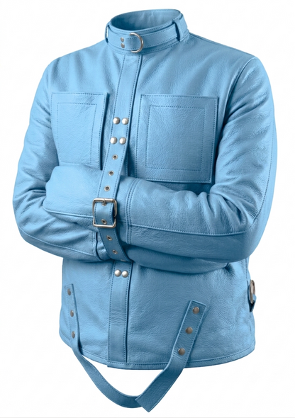 Sky Blue Leather Straitjacket
