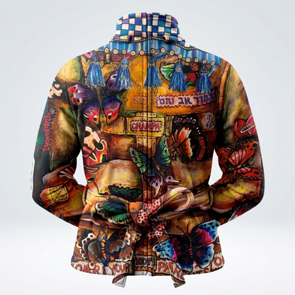 Colorful Printed Fleece Straitjacket Artistic Butterfly Graphic