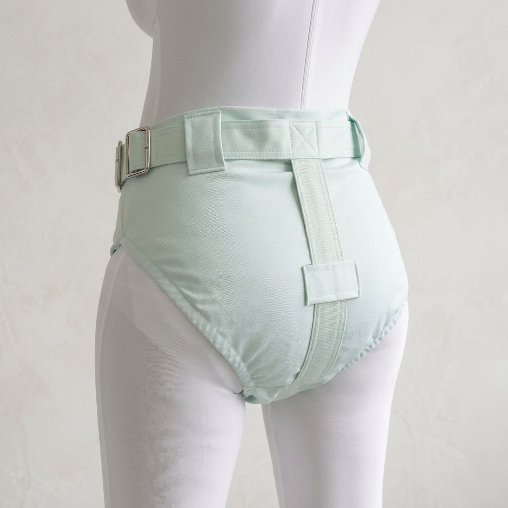 Mint Green Lockable Diaper Cover Briefs – ABDL Adult Babywear with Heart Lock and Key