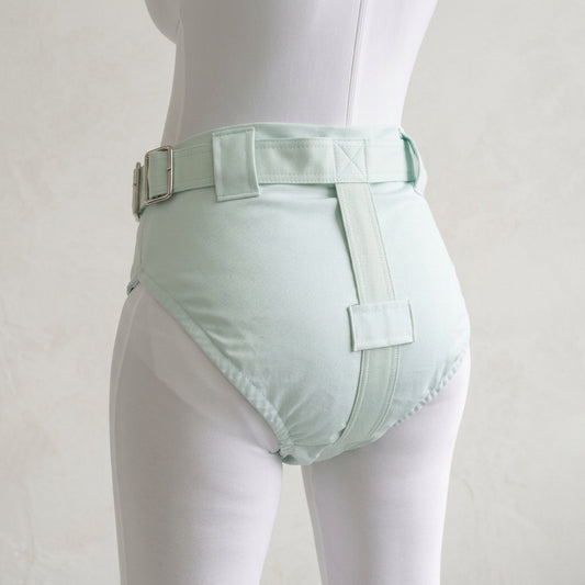 Mint Green Lockable Diaper Cover Briefs – ABDL Adult Babywear with Heart Lock and Key