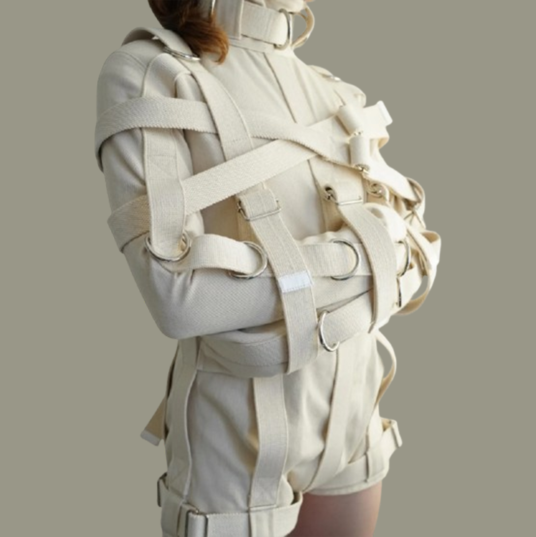 MAX Security Heavy Duty Straitjacket Bodysuit – Full Canvas Restraint Suit with D-Rings & Locking Straps