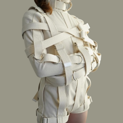 MAX Security Heavy Duty Straitjacket Bodysuit – Full Canvas Restraint Suit with D-Rings & Locking Straps