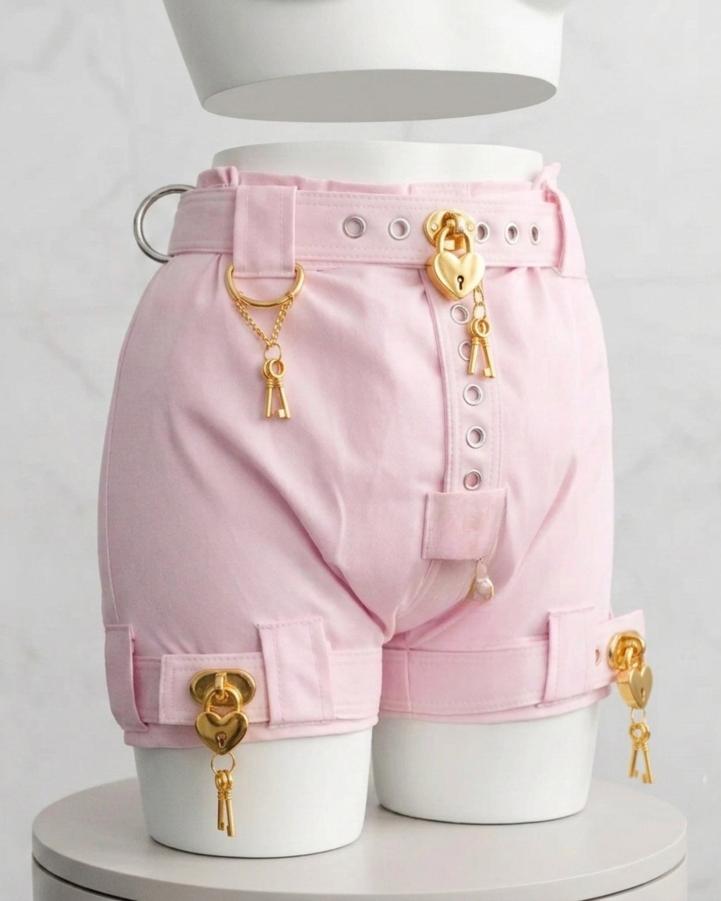 Heavy Duty Pink Diaper Cover Pants with Locks | Secure Restraint Costume