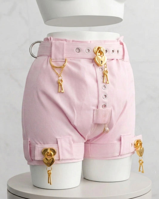 Heavy Duty Pink Diaper Cover Pants with Locks | Secure Restraint Costume