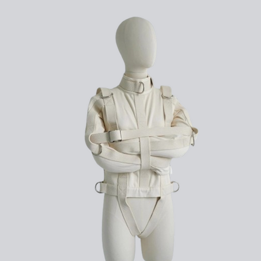 Heavy Duty Canvas Straitjacket with Central or Side Crotch Straps – Professional, Theatrical & Training Use