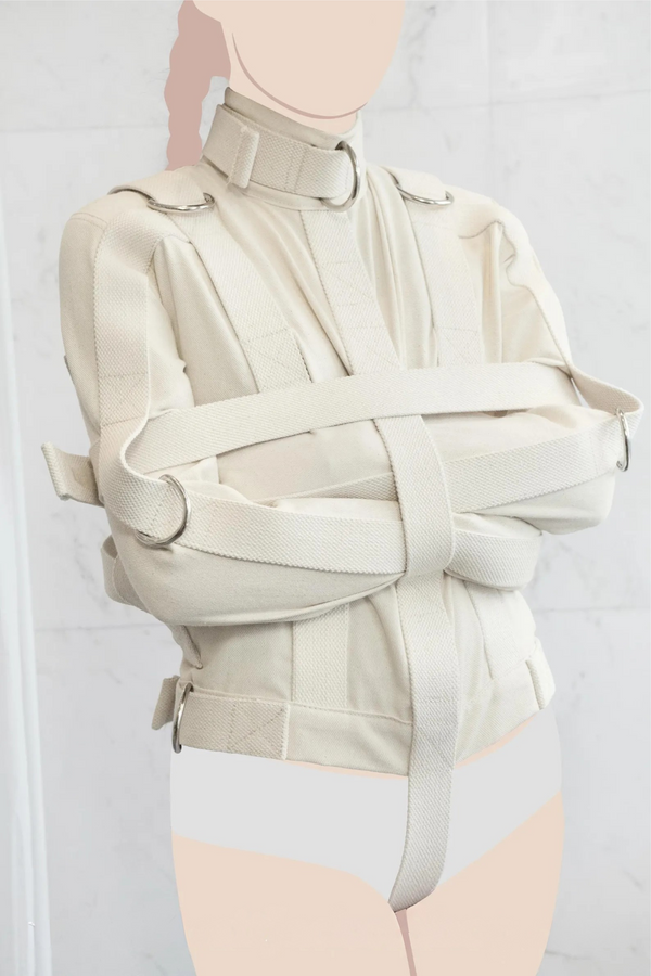 Heavy Duty Canvas Straitjacket with Central or Side Crotch Straps – Professional, Theatrical & Training Use
