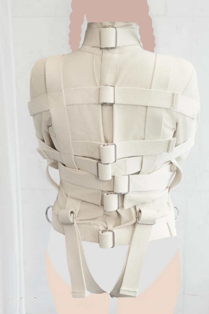 Heavy Duty Canvas Straitjacket with Central or Side Crotch Straps – Professional, Theatrical & Training Use