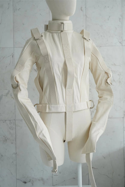 Heavy Duty Canvas Straitjacket with Central or Side Crotch Straps – Professional, Theatrical & Training Use