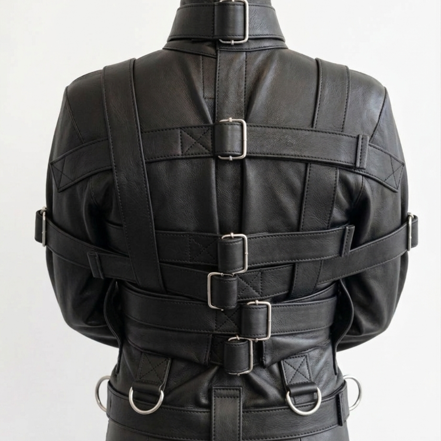 Black Leather Straight Jacket | Heavy Duty Genuine Leather Straitjacket