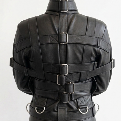 Black Leather Straight Jacket | Heavy Duty Genuine Leather Straitjacket