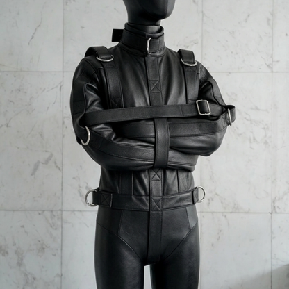 Black Leather Straight Jacket | Heavy Duty Genuine Leather Straitjacket