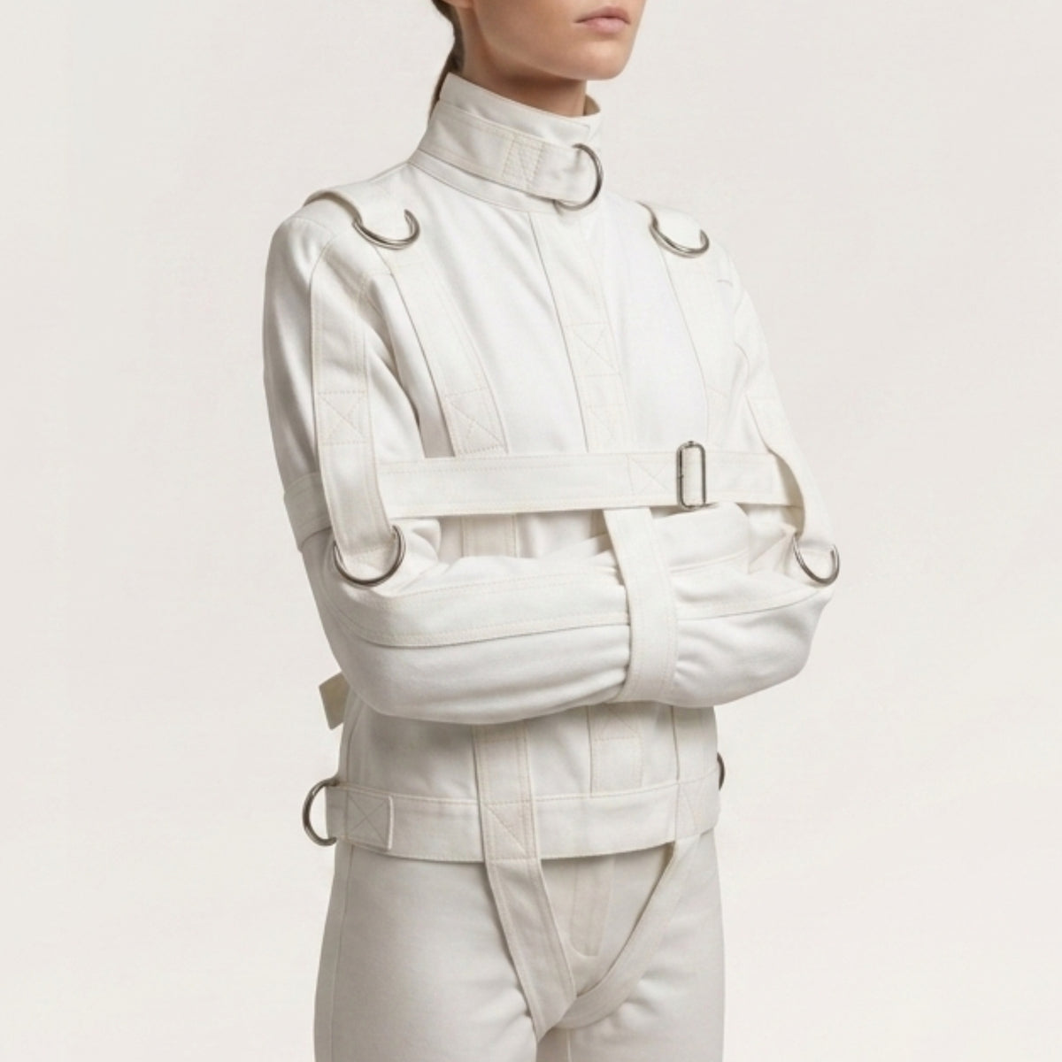 Restraint Jacket White Canvas Straight Jacket – Heavy Duty Restraint Jacket with Straps ...